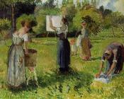 卡米耶 毕沙罗 : Laundresses at Eragny